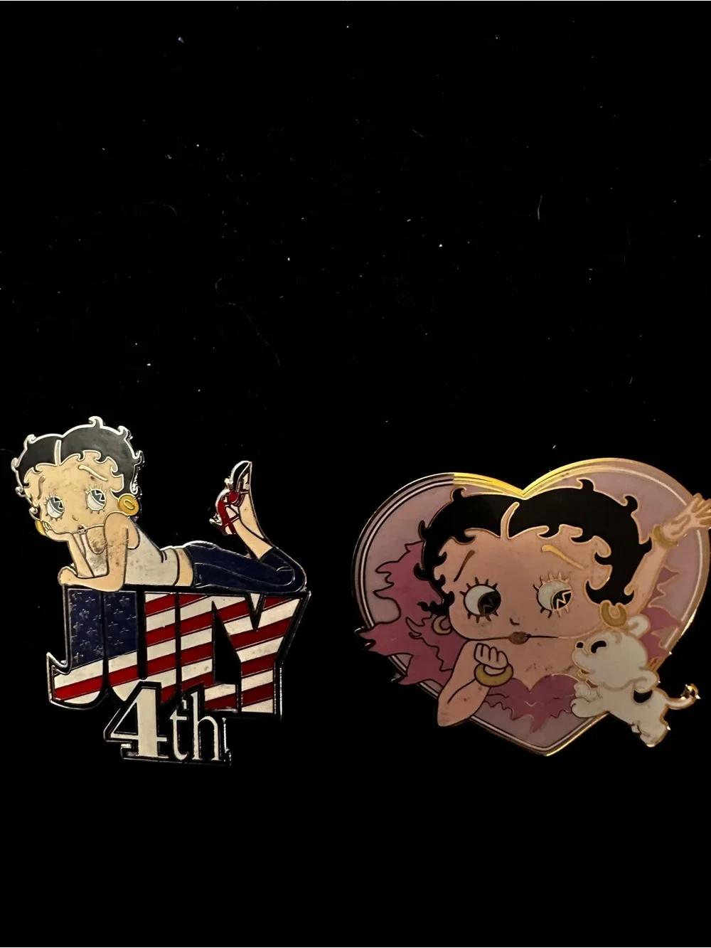Vintage Betty Boop Enamel Pin/Brooch Lot - Red, Pink, Black Accents/8 pc Lot